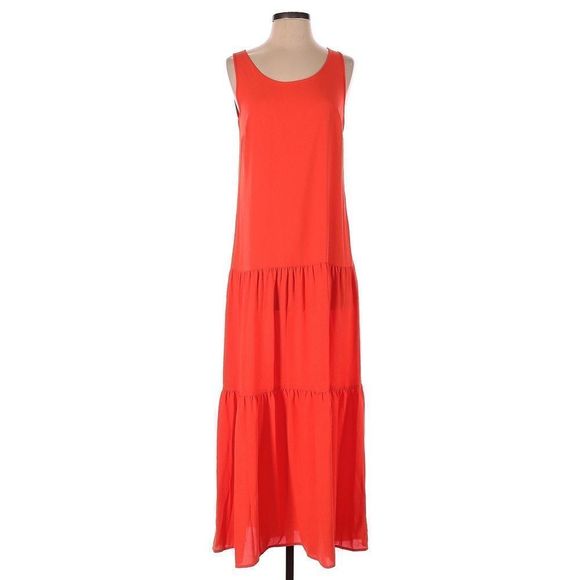 Elizabeth and James Dress Orange Maxi Sleeveless Tiered Medium - Picture 2 of 3